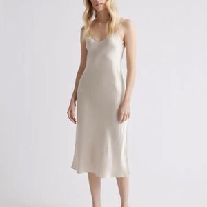 Quince Washable Silk Slip Dress color Champagne